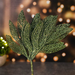 Украшение новогоднее "Ветка Сказочный листопад" 25см, нежный зеленый