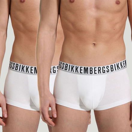 Мужские трусы боксеры белые набор 2в1 Bikkembergs ESSENTIAL BKK1UTR01BI
