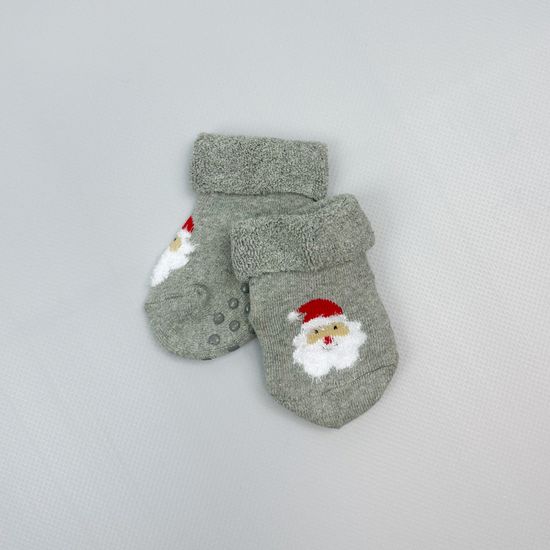 Носочки махровые со стоперами Новогодние, Серые