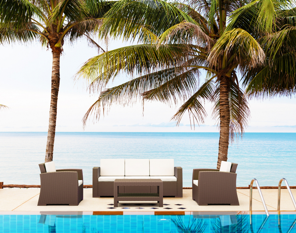 Комплект пластиковой плетеной мебели Siesta Contract Monaco Lounge Set XL, коричневый