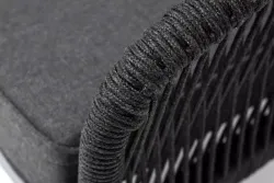 "Канны" левый модуль плетеный из роупа, каркас алюминий темно-серый (RAL7024) муар, роуп темно-серый круглый, ткань темно-серая 027