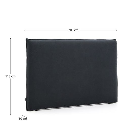 Изголовье кровати Jaira из льна и хлопка антрацитового цвета со съемным чехлом для кровати 180 см