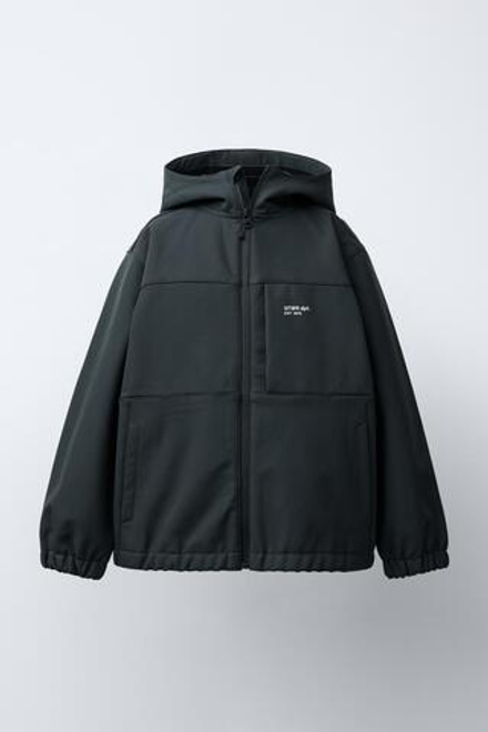 ZARA ТЕХНИЧЕСКАЯ КУРТКА С КАПЮШОНОМ, СЕРЫЙ