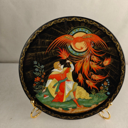Коллекционная тарелка "Иван и Жар-птица" №2 с росписью (лаковая миниатюра Палех)