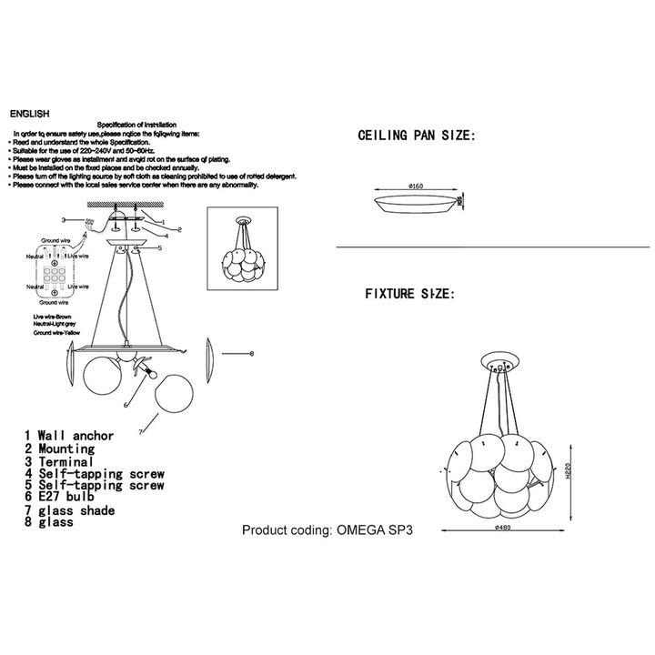 Подвесная люстра Crystal Lux Omega SP3
