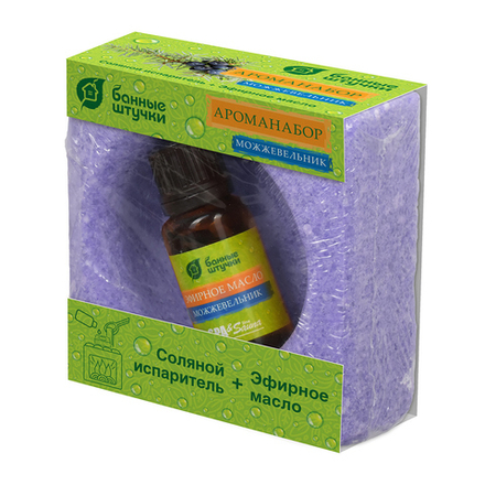 Ароманабор для бани и сауны (соляной испаритель 700г,масло эфирное Можжевельник 15мл)