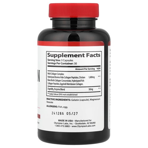 Olympian Labs, Коллагеновый комплекс типа I, II, III, V, X, 90 капсул