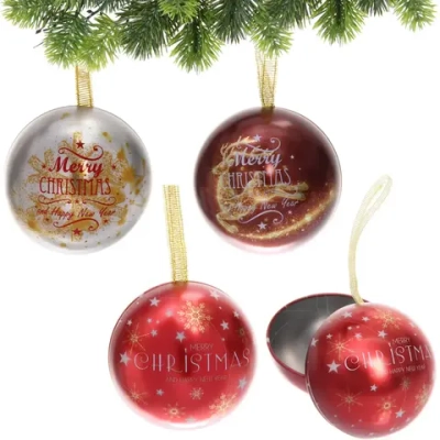 Банка жестяная «Новогодние шары» 6,5см, микс