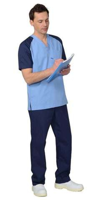 Костюм  мужской: куртка, брюки, тёмно-синий с голубым