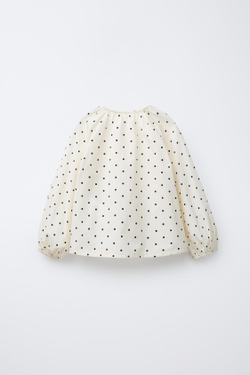 ZARA БЛУЗКА В ГОРОШЕК, ЭКРЮ