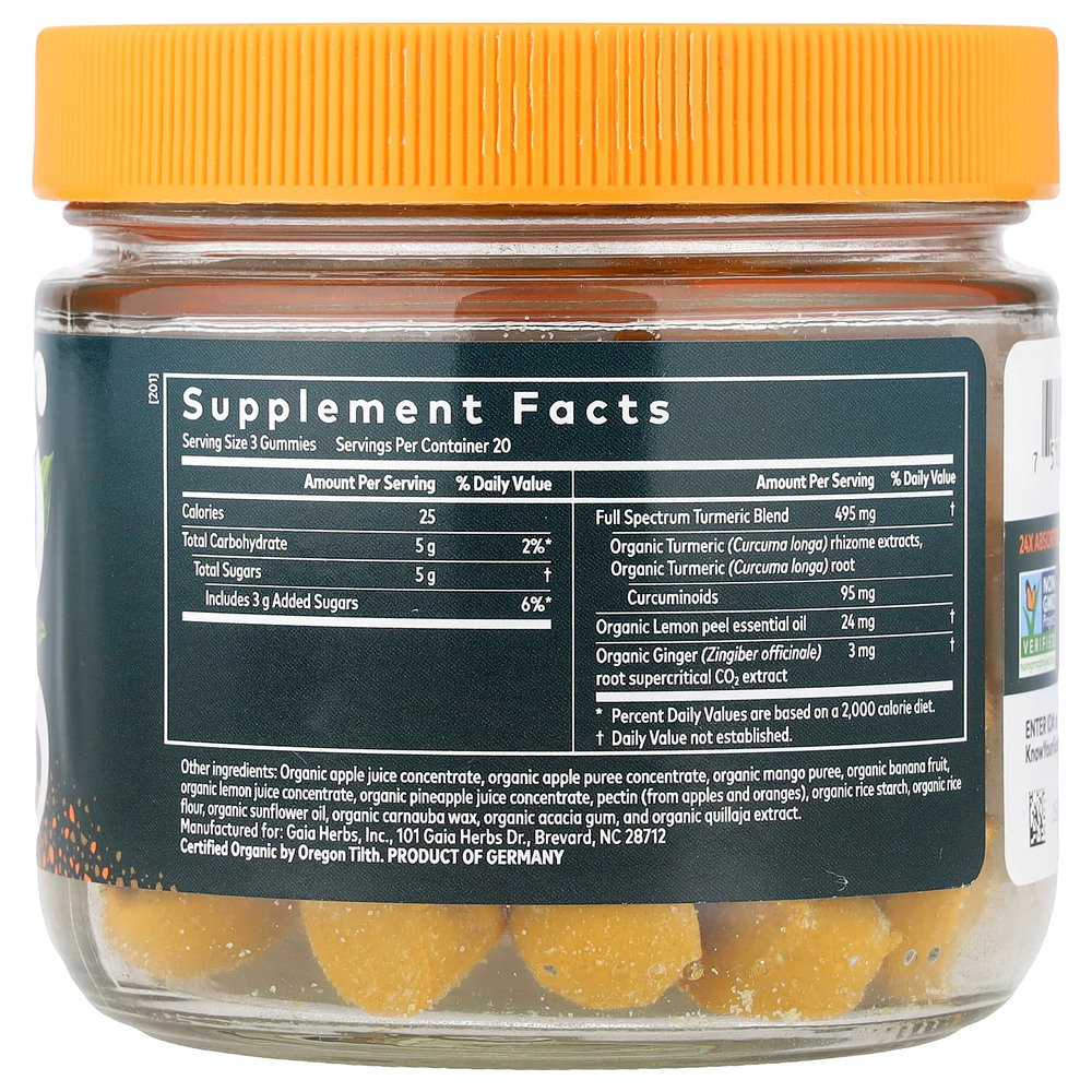 Gaia Herbs, Turmeric Supreme®, со вкусом лимона и имбиря, 60 жевательных таблеток