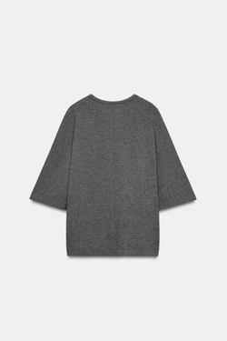 ZARA ТОП С РУКАВАМИ «ЛЕТУЧАЯ МЫШЬ», МЯГКИЙ СЕРЫЙ