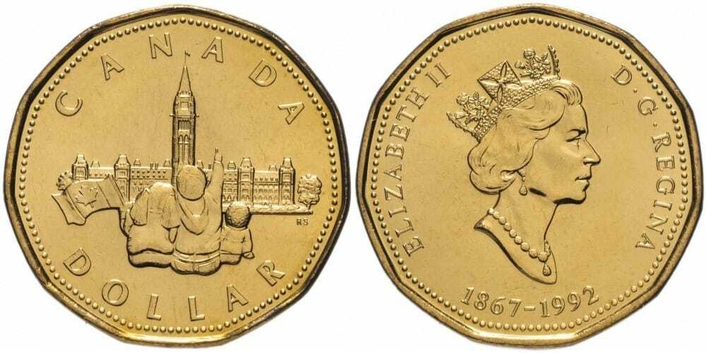 Канада 1 доллара, 1992 Парламент XF