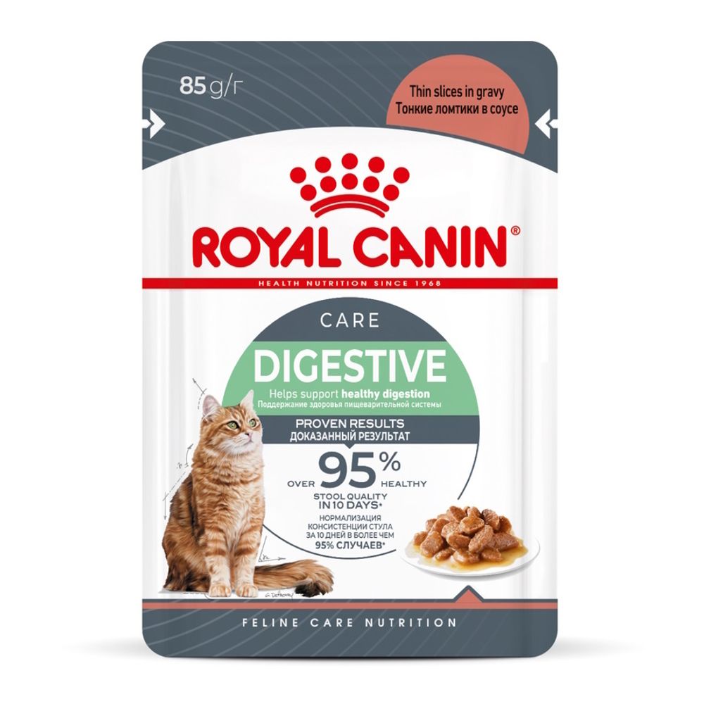 Пауч Royal Canin Digestive Care для взрослых кошек с чувствительным пищеварением, тонкие ломтики в соусе Пауч Royal Canin Digestive Care для взрослых кошек с чувствительным пищеварением, тонкие ломтики в соусе