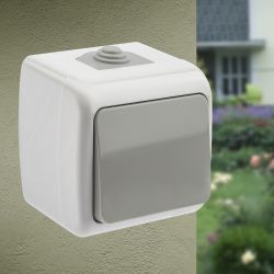 Выключатель Intro Atlantic 5-101-03 10А-250В, IP54, открытой установки, серый | Intro