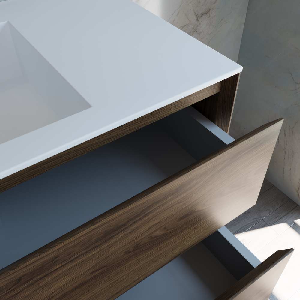 Тумба под раковину Vincea Luka 1000 подвесная, 2 выкатных ящика soft-close, C.Oak