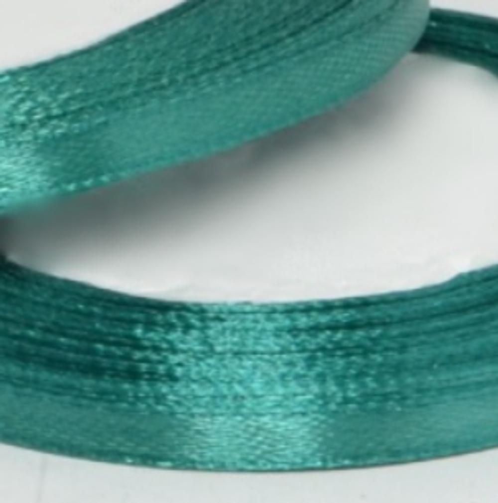 Лента атласная, 0,6см х 22м, цвет Морская волна, изумрудный