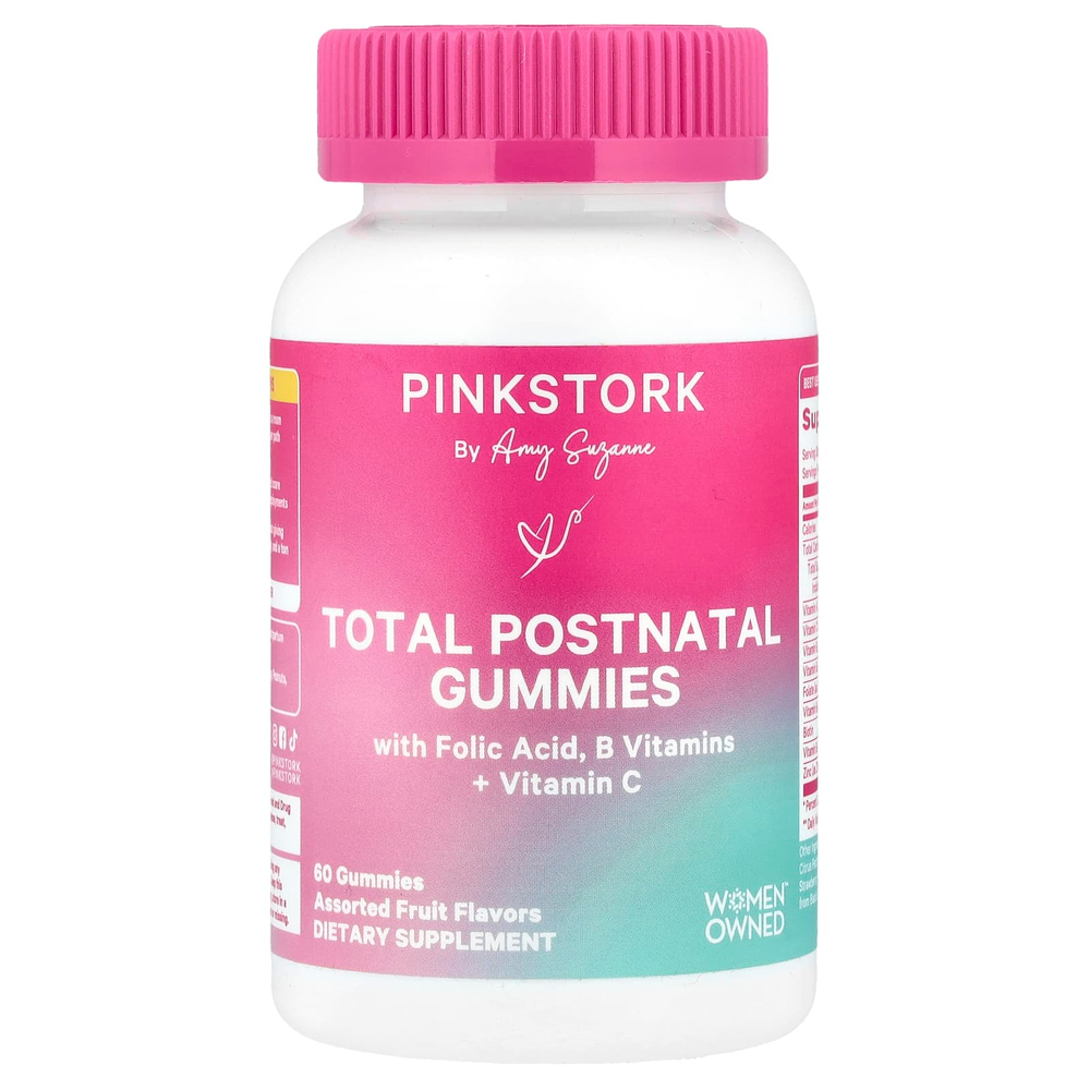Pink Stork, Total послеродовые жевательные мармеладки, фруктовое ассорти, 60 жевательных таблеток