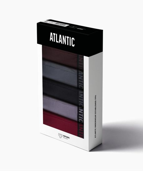 Трусы (5шт) мужские слипы спорт Atlantic, 5SMP-004, хлопок,коричневый + графитовый + черный + фиолетово-серый + каберне