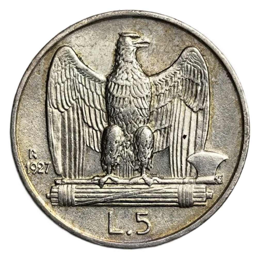 Монета 5 лир 1927 год Италия