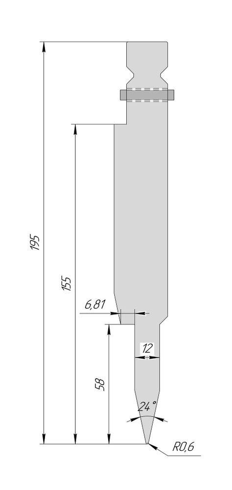 Пуансон для плющения HTP 1251 28° H195 R0,6