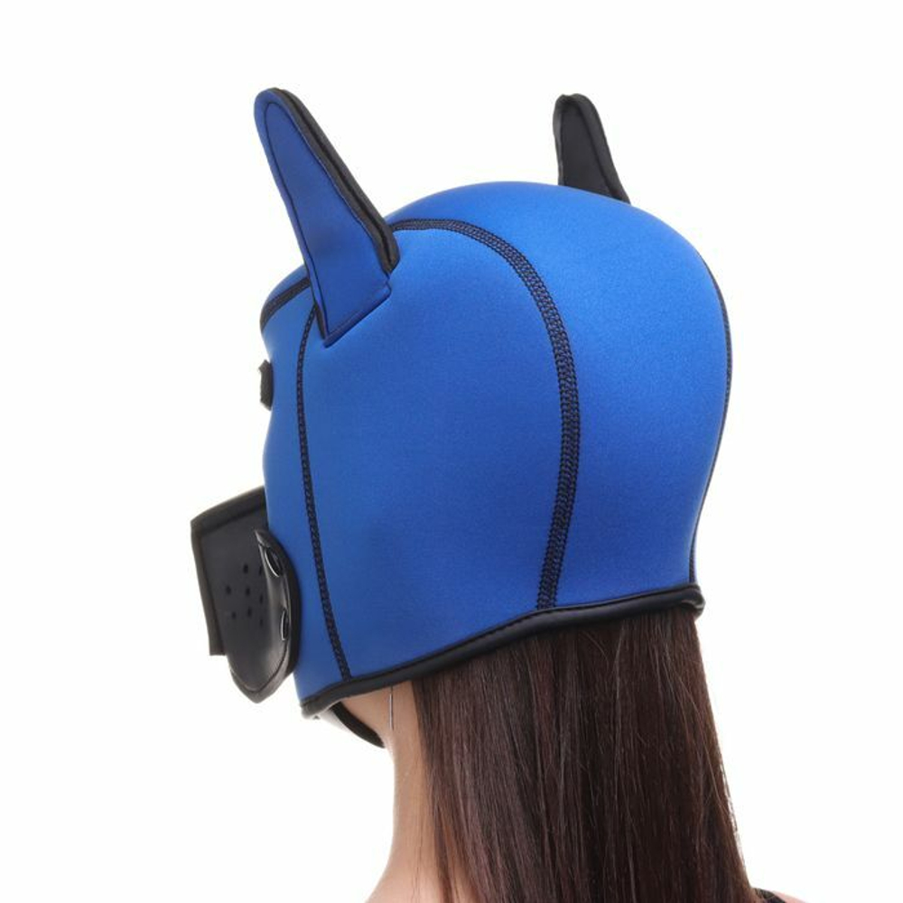 Синяя неопреновая БДСМ-маска Puppy Play (Цвет: синий)