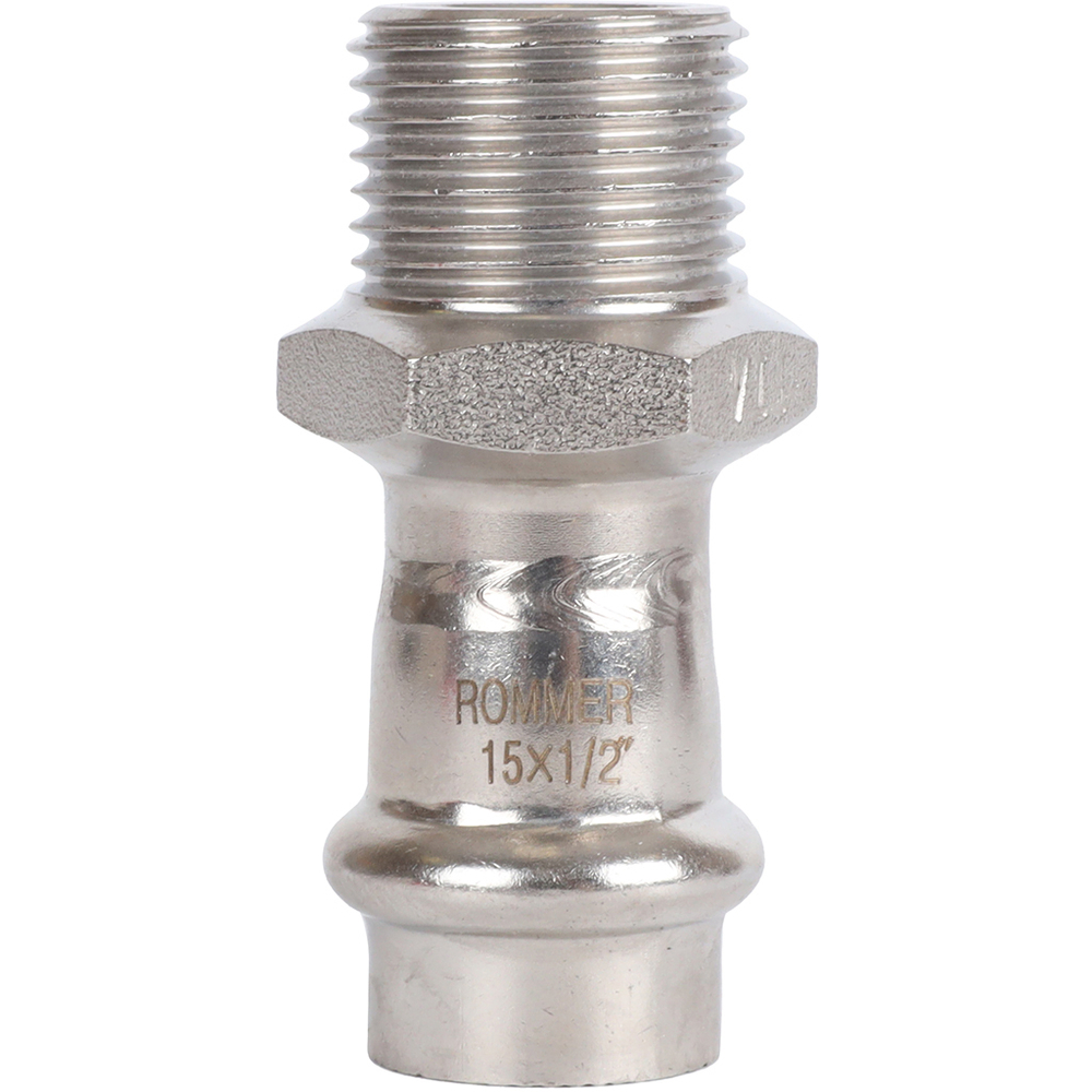 ROMMER Переходник с НР 15x1/2" из нержавеющей стали прессовой