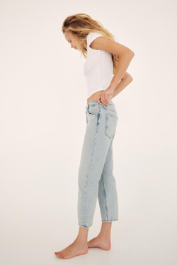 ZARA ДЖИНСЫ TRF CROPPED ПРЯМОГО КРОЯ С НИЗКОЙ ПОСАДКОЙ, ГОЛУБОЙ