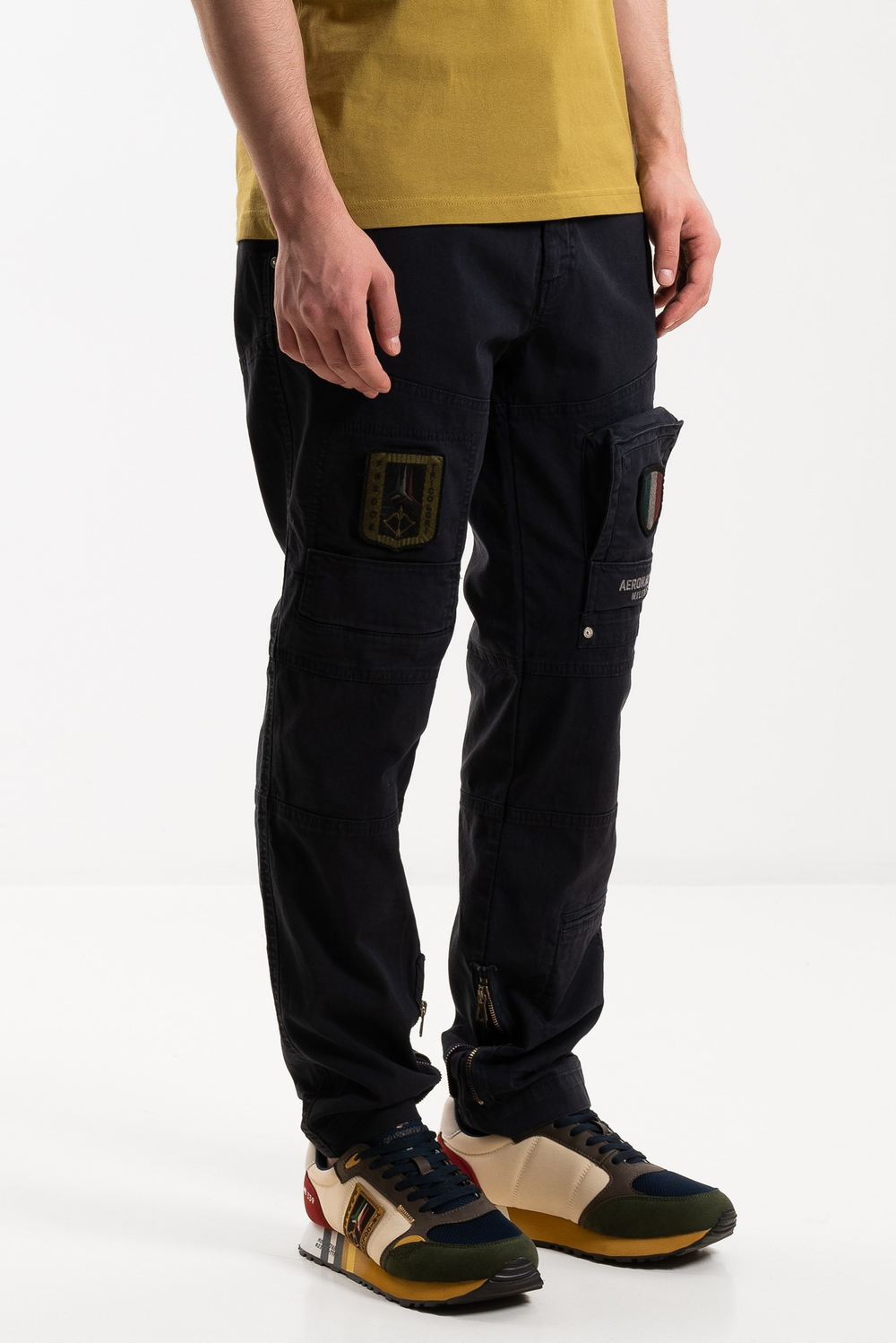 Брюки карго муж. AERONAUTICA 1591 синий карманы antiG