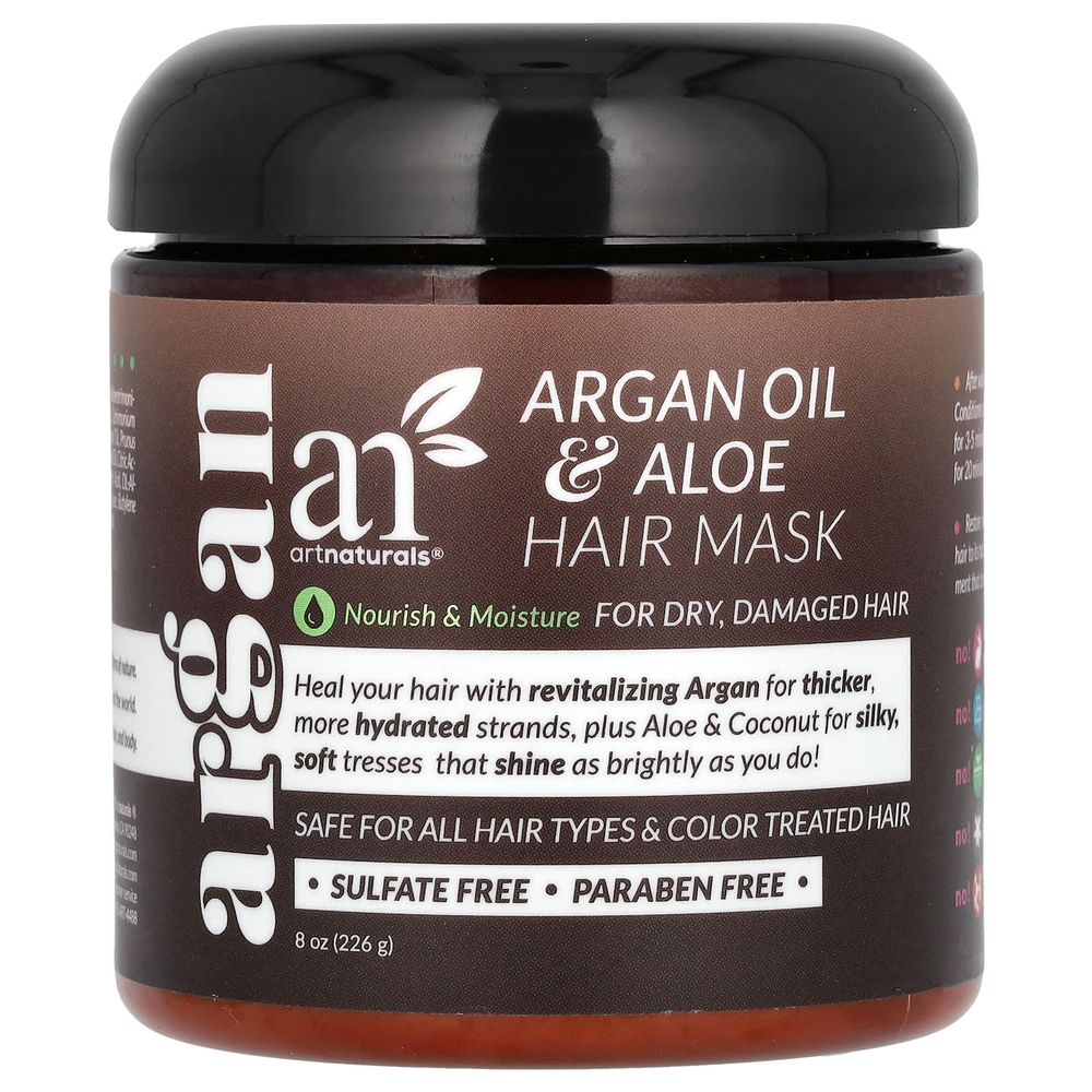 artnaturals, маска для волос с аргановым маслом и алоэ, для сухих и поврежденных волос, 226 г (8 унций)