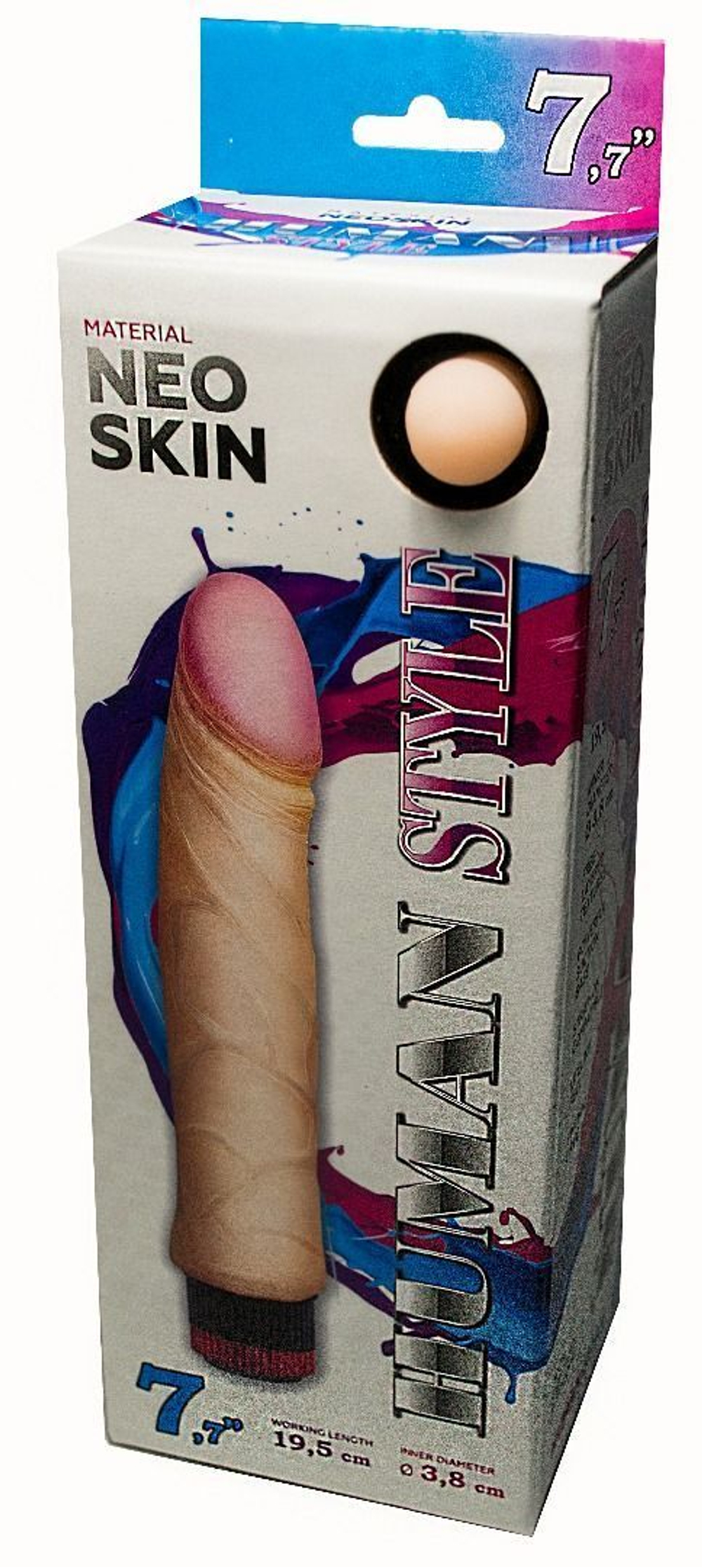 LOVETOY HUMAN STYLE 7,7 – реалистичный вибромассажёр без мошонки, телесный, вибрация, 19,5 см × Ø 3,8 см, на батарейках AA