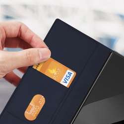 Чехол синего цвета с премиальной искусственной кожи с MagSafe от Dux Ducis для Samsung Galaxy Z Fold 7, серия Bril Series Case (версия с S Pen)