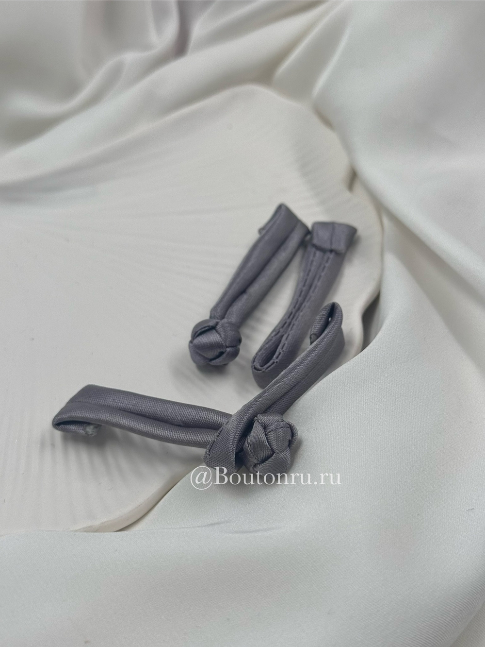 Застежка клевант узел серая (китайская пуговица)