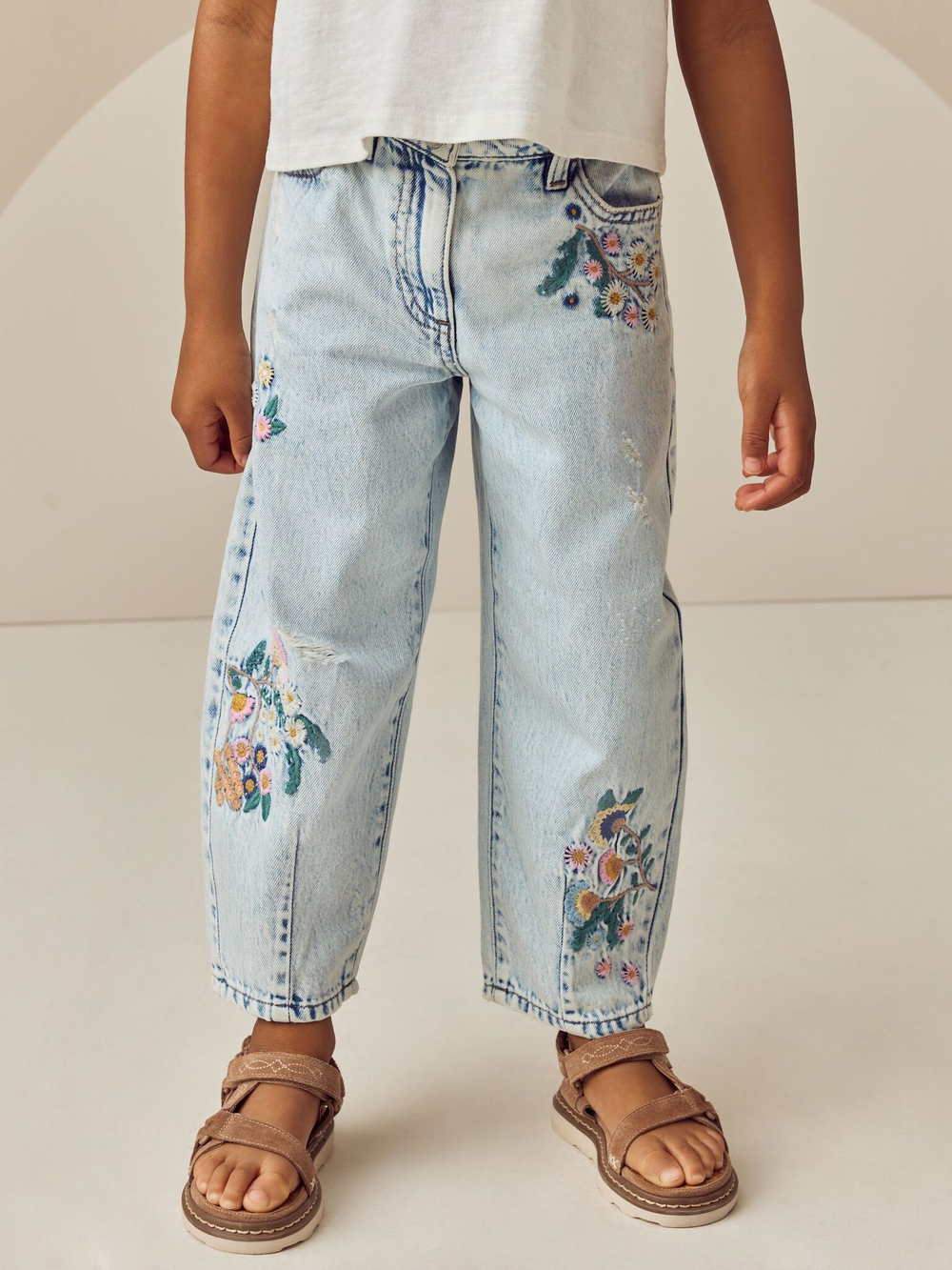 Джинсы с вышивкой для девочки Next AC2-519, Голубой