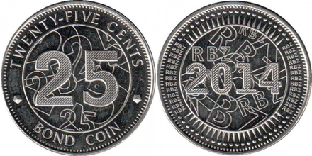 Зимбабве 25 центов, 2014 XF