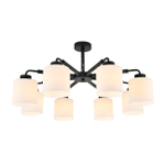 Люстра на штанге 8x60Вт E27, металл/стекло, чёрный мрамор/белый