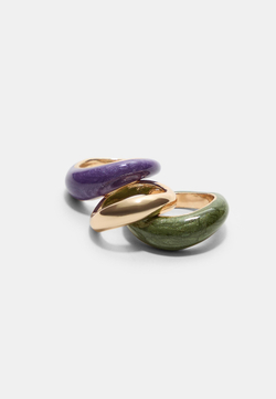 STRADIVARIUS Набор из 3 колец, зеленый