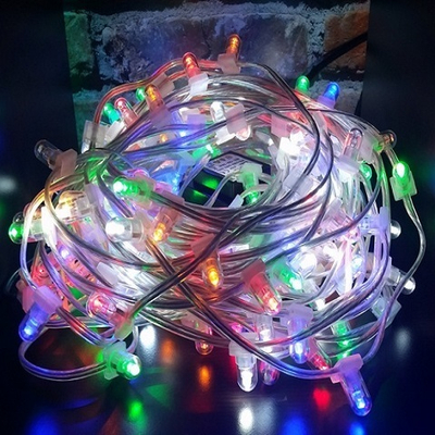 Клип лайт Мульти Мерцающий, комплект с трансформатором, 30 метров, IP65, прозрачный провод с колпачком