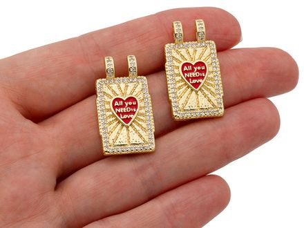 Подвеска-кулон "AII you Need is Iove" 27,5мм, с эмалью и стразами