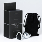 Серебристая анальная пробка с чёрным кристаллом в форме сердца - 7 см. (Цвет: серебристый с черным)