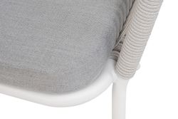 "Марсель" стул плетеный из роупа, каркас алюминий белый муар, роуп светло-серый меланж круглый tex, ткань светло-серая