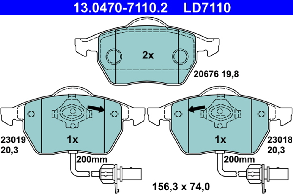 ATE - 13047071102-ATE - Brake Pad Set, disc brake