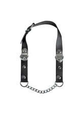 Кляп с цепью из натуральной кожи (черный с серебряным ) (Цвет: черный с серебряным)
