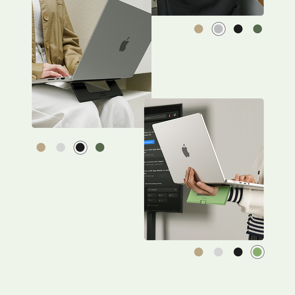 Тонкая складная подставка черного цвета от Nillkin для ноутбука, серия DualWing Adhesive Laptop Stand