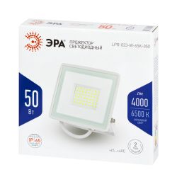 Прожектор светодиодный уличный ЭРА LPR-023-W-65K-050 50Вт 6500K IP65 гарантия 2 года белый | Прожекторы Стандарт