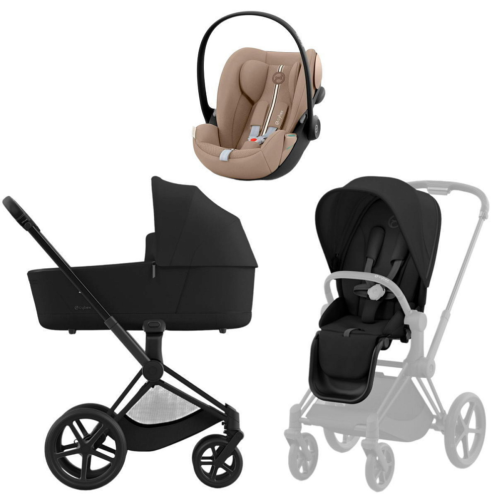 Коляска Cybex Priam IV Matt Black complete Cloud G Almond Beige Plus Base G 4 в 1 Sepia Black