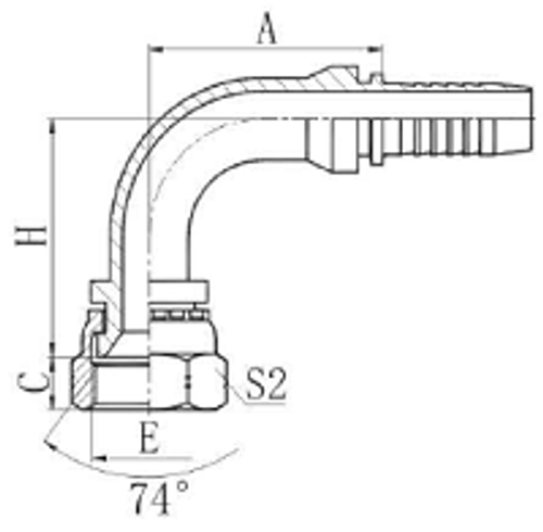 Фитинг DN 50 JIC (Г) 2.1/2 (90) (накидная гайка)