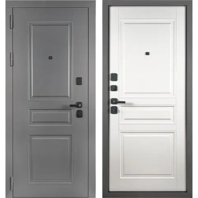 Входная дверь в квартиру Ясень эмаль графит/Ясень эмал белый - 1107