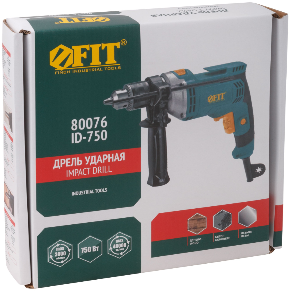 Дрель ударная Fit 80076 750 Вт