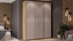 Шкаф-купе Оскар Хилтон 3-х дверный 177 дуб крафт золотой / кашемир сатин / ручка серебро